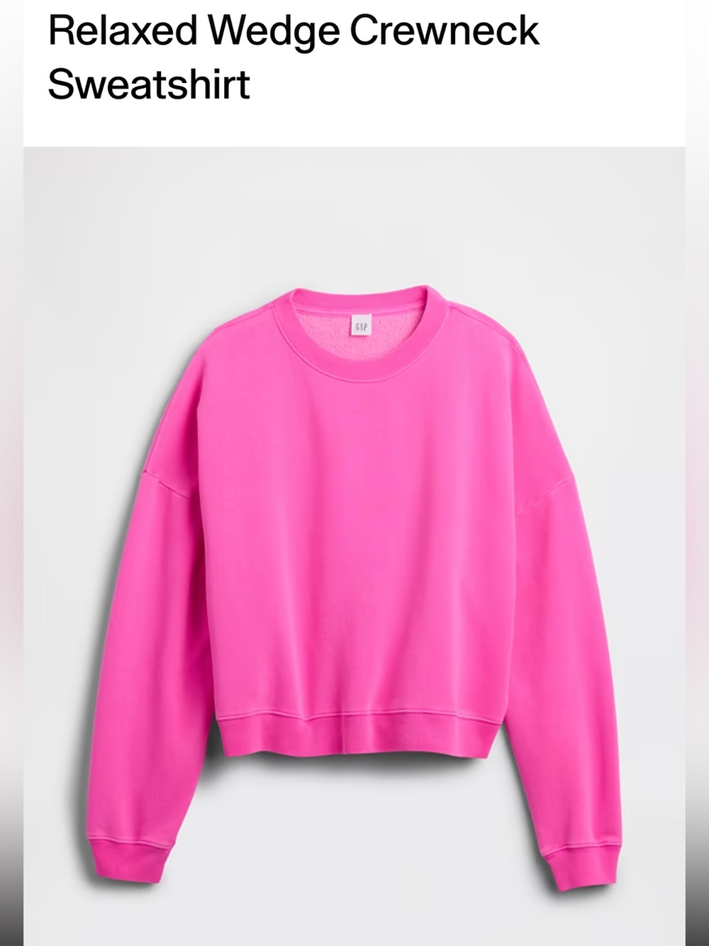 GAP Bright Pink Relaxed Wedge Crewneck Sweatshirt Size XXL-EUC